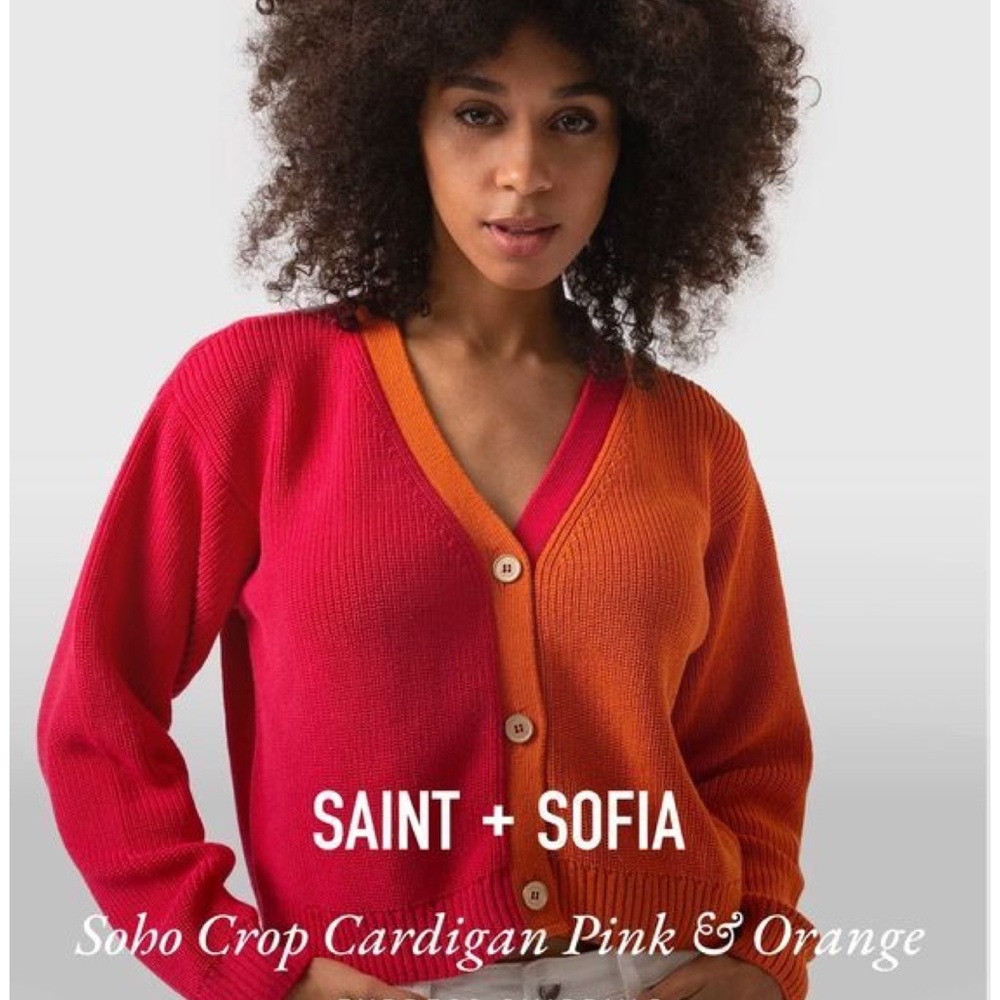 🩷🧡 NWT Saint & Sofia Organic Cotton “Soho” Crop Cardigan
